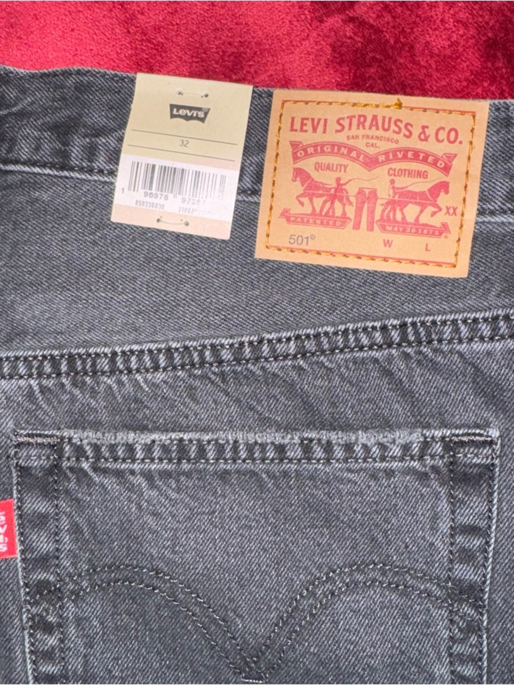 Levi's Charcoal Distressed Denim Shorts - Picture 8 of 8